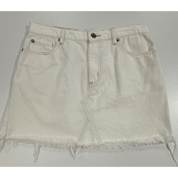 Pistola Denim Mini Skirt Raw Hem White Wash Cotton Blend Size 30 (213) - Picture 1 of 9